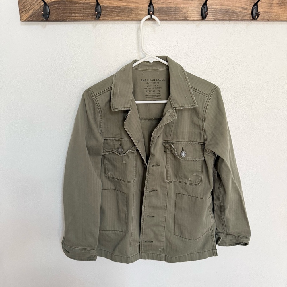 American Eagle Outfitters Green Denim Jacket